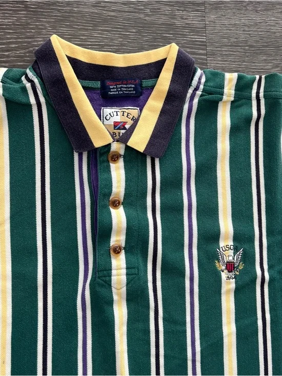 Vintage 90s Cutter & Buck USGA Striped Polo Shirt - Picture 4 of 10